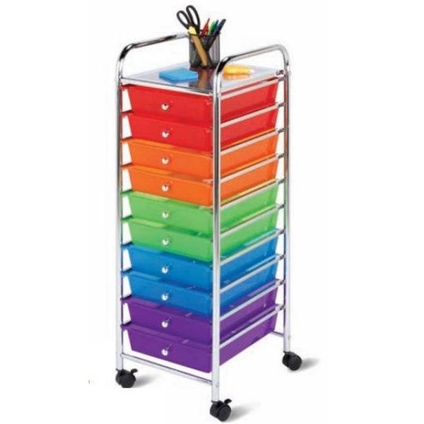 Inkinjection International  10 Drawer Multicolor Storage Cart IN645591